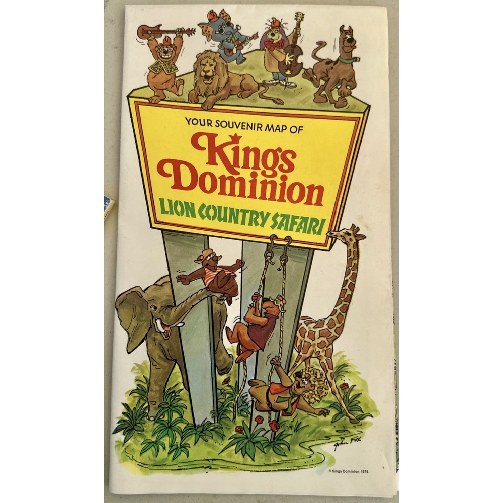 Souvenir Kings Dominion Lion Country Safari 1975 Vintage map